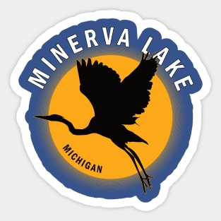 Minerva Lake in Michigan Heron Sunrise Sticker